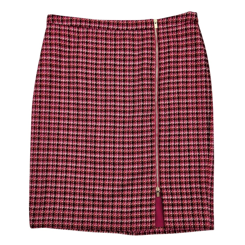 Talbots Pink Multicolor Houndstooth Wool Blend Pencil Skirt‎ Size 16 Gold Zipper
